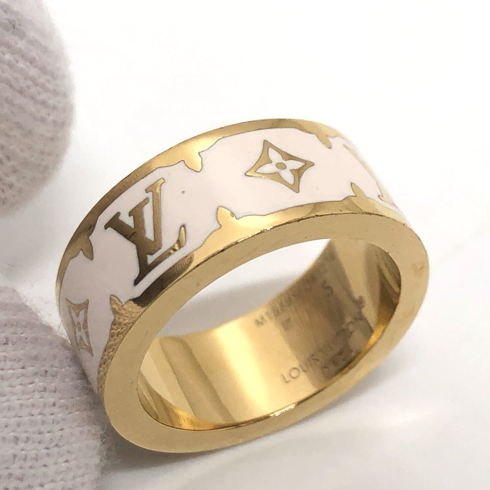 LOUIS VUITTON Ring M1565S metal white Ring Nano Gram Enamel Women S Used Authentic