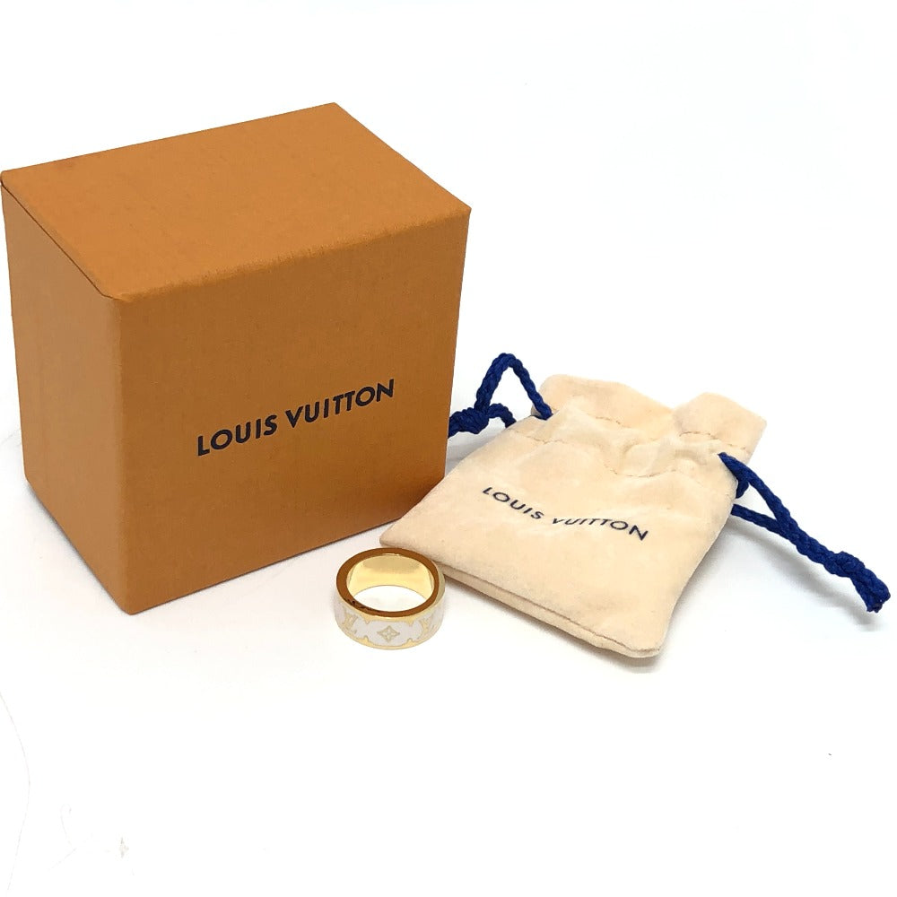 LOUIS VUITTON Ring M1565S metal white Ring Nano Gram Enamel Women S Used Authentic