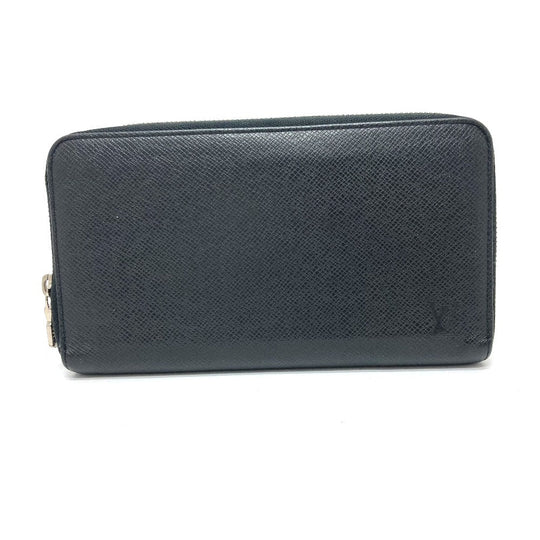 LOUIS VUITTON Long Wallet Purse M30056 Taiga Leather black Zippy Organizer NM mens Used Authentic