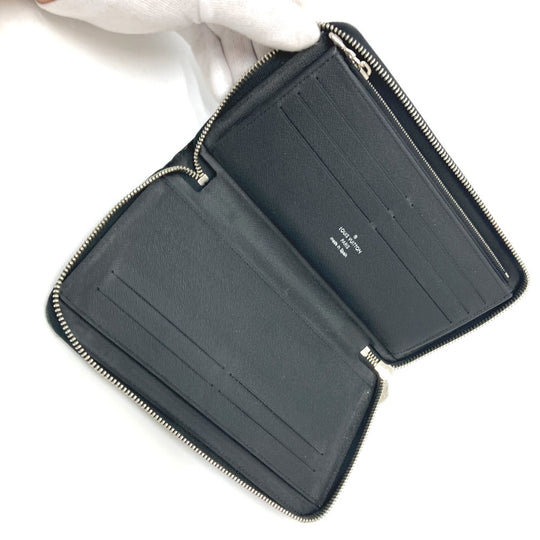LOUIS VUITTON Long Wallet Purse M30056 Taiga Leather black Zippy Organizer NM mens Used Authentic