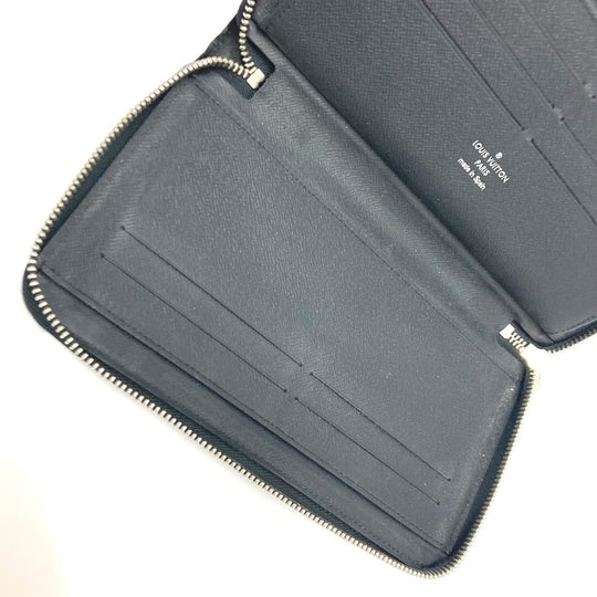 LOUIS VUITTON Long Wallet Purse M30056 Taiga Leather black Zippy Organizer NM mens Used Authentic