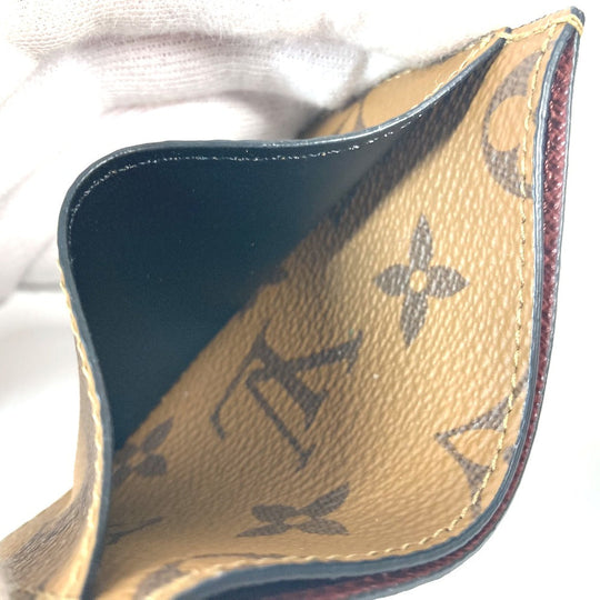 LOUIS VUITTON Card Case M83691 Monogram reverse canvas Brown Monogram reverse Porto cult  Simple Women Used Authentic