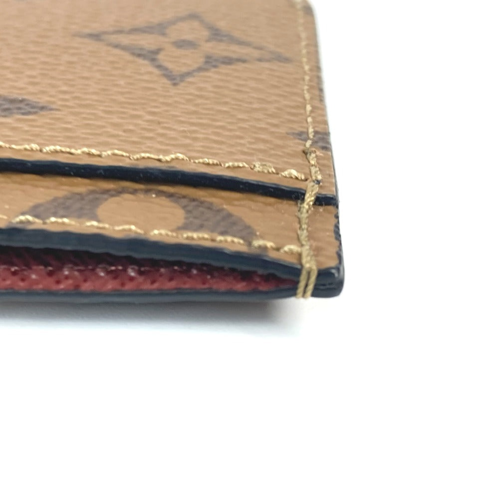 LOUIS VUITTON Card Case M83691 Monogram reverse canvas Brown Monogram reverse Porto cult  Simple Women Used Authentic