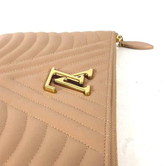LOUIS VUITTON Clutch bag M68478 leather beige New Wave Pochette Zip Women Used Authentic