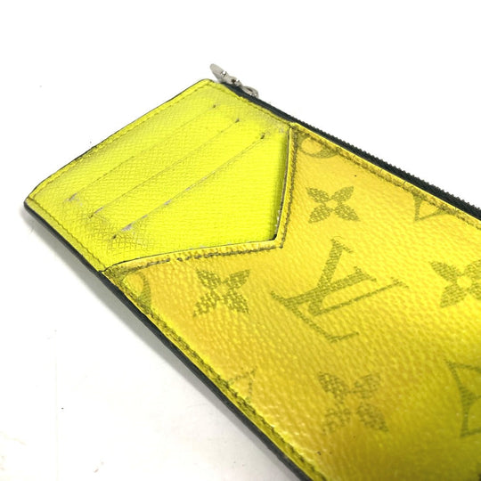 LOUIS VUITTON Coin case M30950 Taiga Leather, Monogram Canvas yellow Taigalama Coin card holder mens Used Authentic