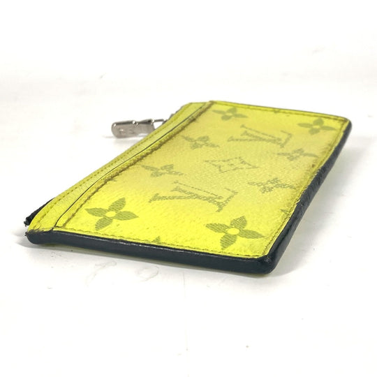 LOUIS VUITTON Coin case M30950 Taiga Leather, Monogram Canvas yellow Taigalama Coin card holder mens Used Authentic
