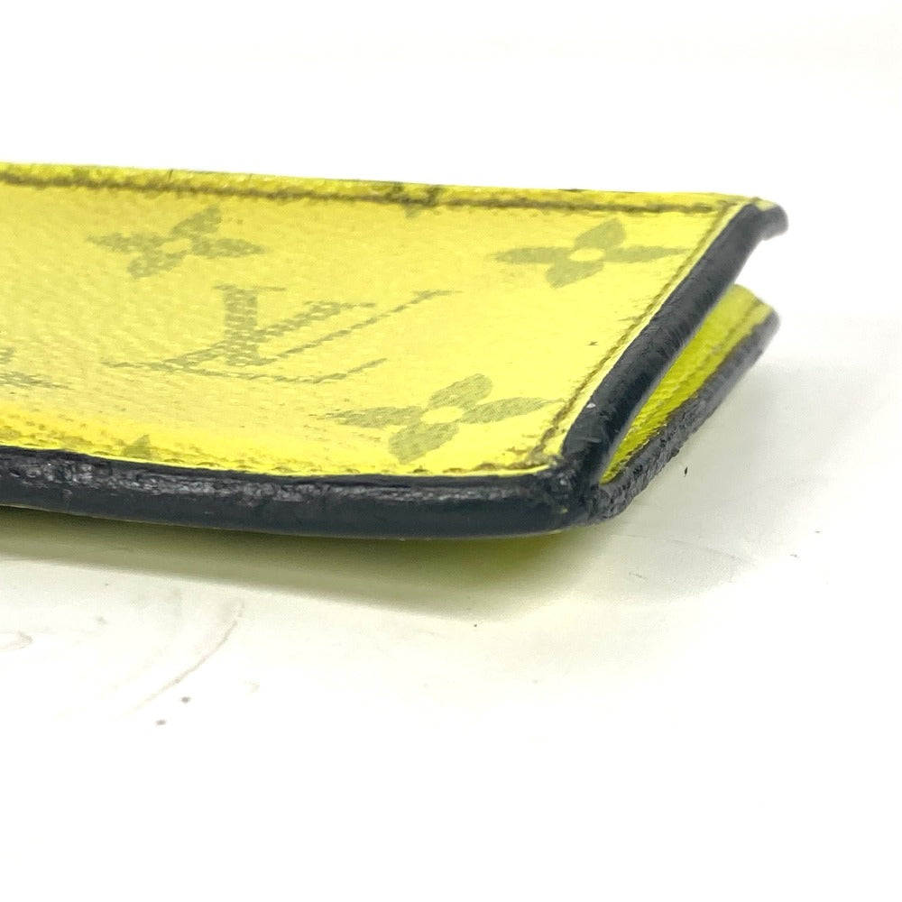 LOUIS VUITTON Coin case M30950 Taiga Leather, Monogram Canvas yellow Taigalama Coin card holder mens Used Authentic