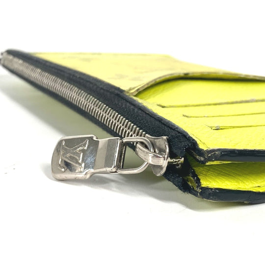 LOUIS VUITTON Coin case M30950 Taiga Leather, Monogram Canvas yellow Taigalama Coin card holder mens Used Authentic