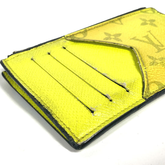 LOUIS VUITTON Coin case M30950 Taiga Leather, Monogram Canvas yellow Taigalama Coin card holder mens Used Authentic