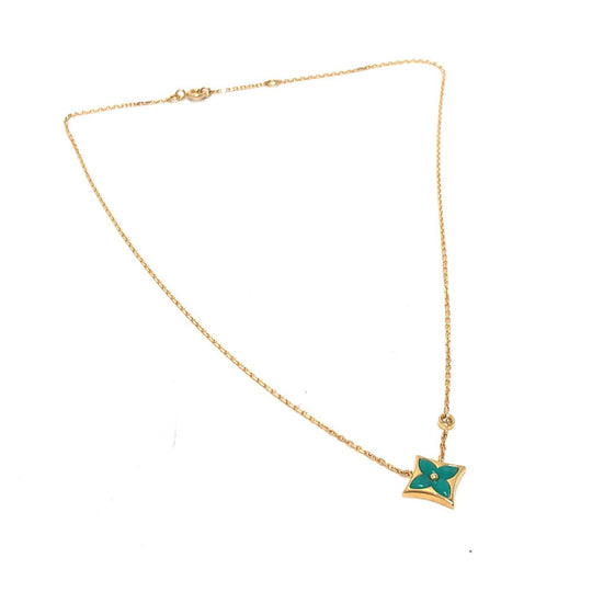 LOUIS VUITTON Necklace Q03276 K18YG, Diamond, Malachite gold Star Blossom BB
