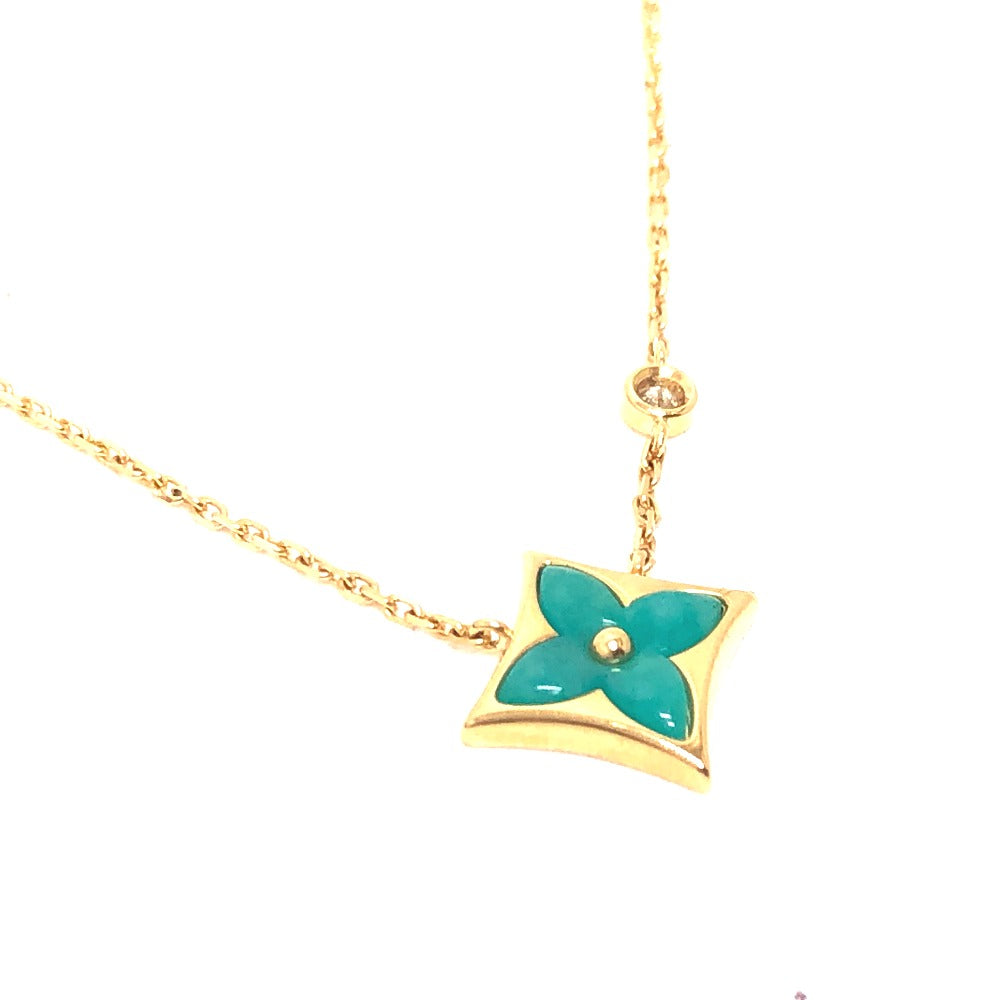 LOUIS VUITTON Necklace Q03276 K18YG, Diamond, Malachite gold Star Blossom BB