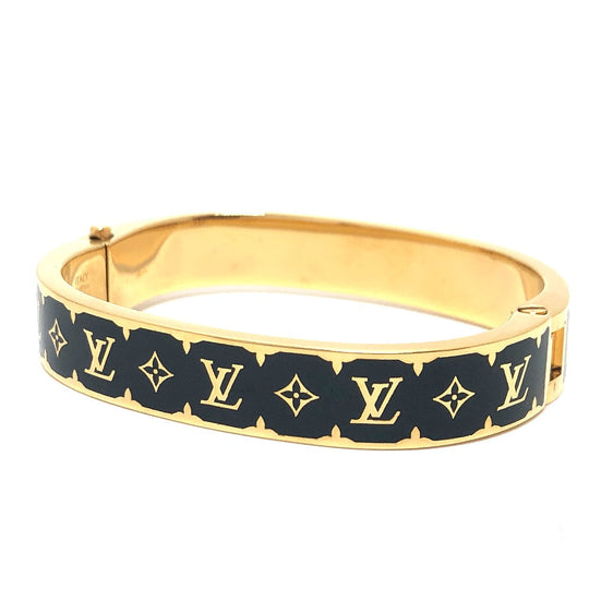 LOUIS VUITTON bracelet M1576M metal black Bracelet - Nano Gram Enamel mens ‚l Used Authentic