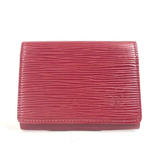 LOUIS VUITTON Card Case M8658M Epi Leather Red Epi Anneveld Cult de Visit Women Used Authentic