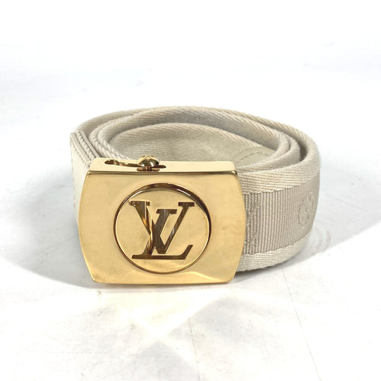 LOUIS VUITTON belt M6973W Canvas / leather white Santur Fortune Monogram unisex(Unisex) 80 Used Authentic
