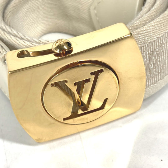 LOUIS VUITTON belt M6973W Canvas / leather white Santur Fortune Monogram unisex(Unisex) 80 Used Authentic