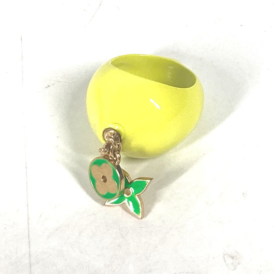 LOUIS VUITTON Ring MP3279 enamel yellow Berg LV Fruit Lemon mens M Used Authentic
