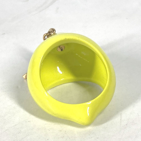 LOUIS VUITTON Ring MP3279 enamel yellow Berg LV Fruit Lemon mens M Used Authentic