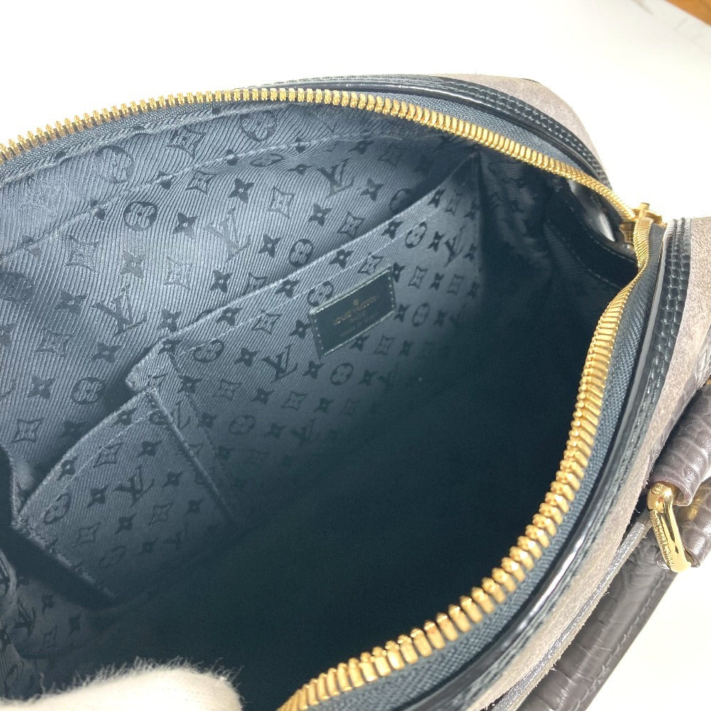LOUIS VUITTON Handbag M95239 Leather / suede gray Monogram Cruise Line Stamp bag PM