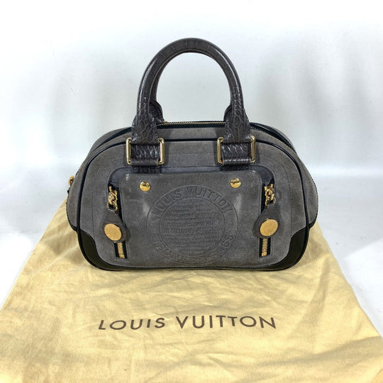 LOUIS VUITTON Handbag M95239 Leather / suede gray Monogram Cruise Line Stamp bag PM