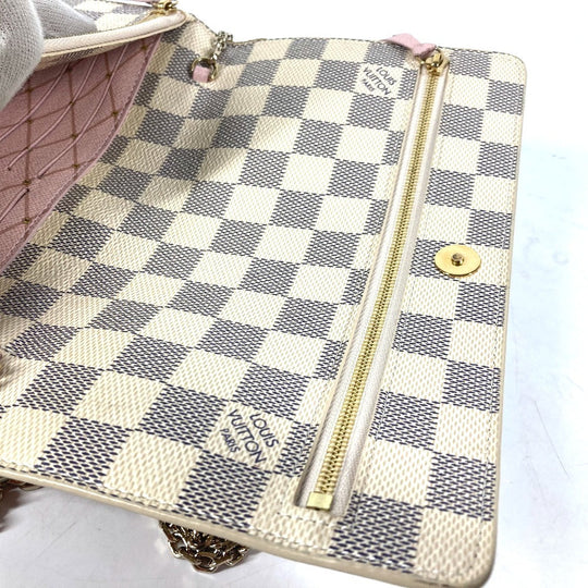 LOUIS VUITTON Long Wallet Purse N60108 Damier Azur Canvas white Damier Azur Summer Trunk Pochette Weekend