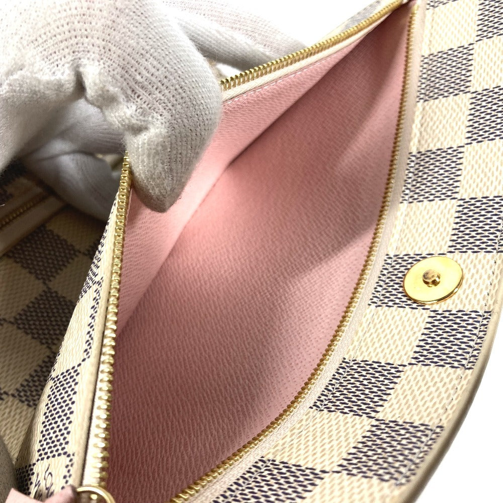 LOUIS VUITTON Long Wallet Purse N60108 Damier Azur Canvas white Damier Azur Summer Trunk Pochette Weekend