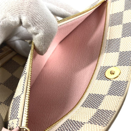 LOUIS VUITTON Long Wallet Purse N60108 Damier Azur Canvas white Damier Azur Summer Trunk Pochette Weekend