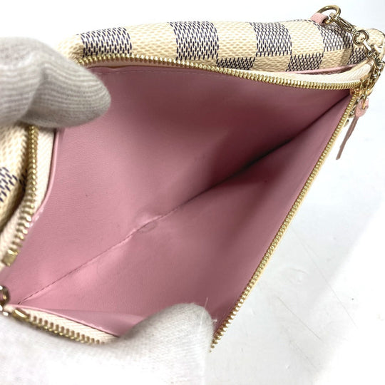 LOUIS VUITTON Long Wallet Purse N60108 Damier Azur Canvas white Damier Azur Summer Trunk Pochette Weekend