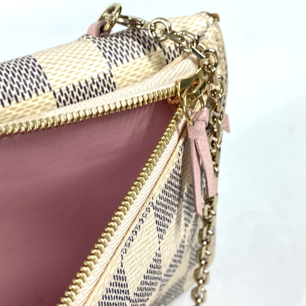 LOUIS VUITTON Long Wallet Purse N60108 Damier Azur Canvas white Damier Azur Summer Trunk Pochette Weekend