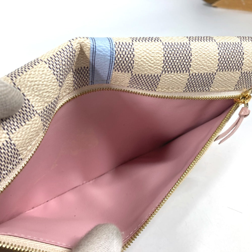 LOUIS VUITTON Long Wallet Purse N60108 Damier Azur Canvas white Damier Azur Summer Trunk Pochette Weekend