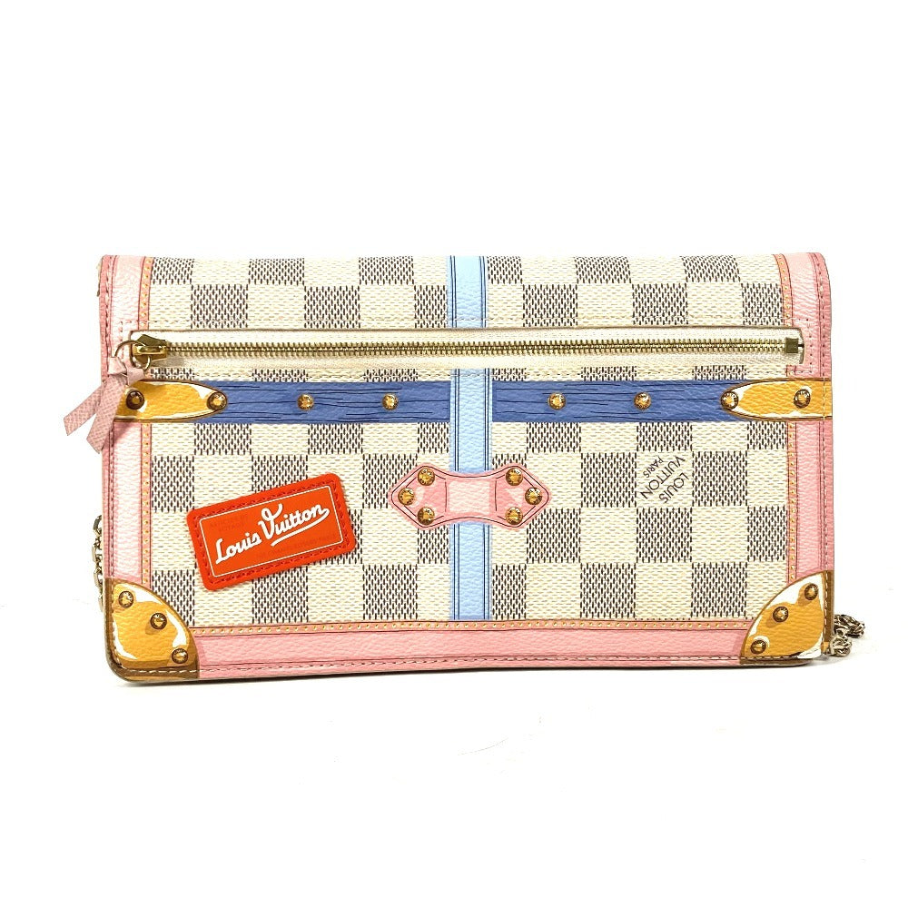 LOUIS VUITTON Long Wallet Purse N60108 Damier Azur Canvas white Damier Azur Summer Trunk Pochette Weekend