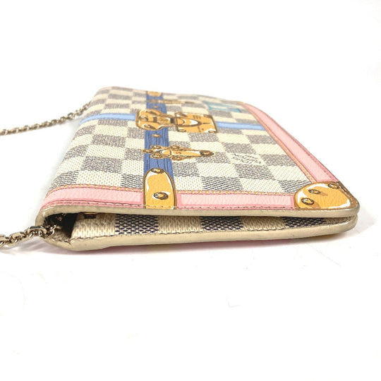 LOUIS VUITTON Long Wallet Purse N60108 Damier Azur Canvas white Damier Azur Summer Trunk Pochette Weekend