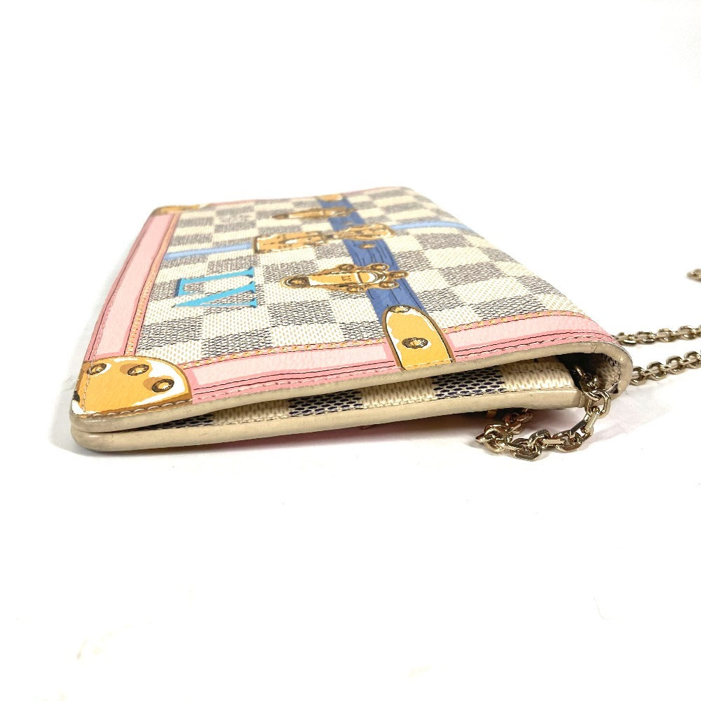 LOUIS VUITTON Long Wallet Purse N60108 Damier Azur Canvas white Damier Azur Summer Trunk Pochette Weekend