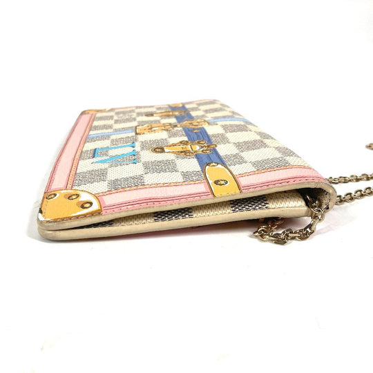 LOUIS VUITTON Long Wallet Purse N60108 Damier Azur Canvas white Damier Azur Summer Trunk Pochette Weekend