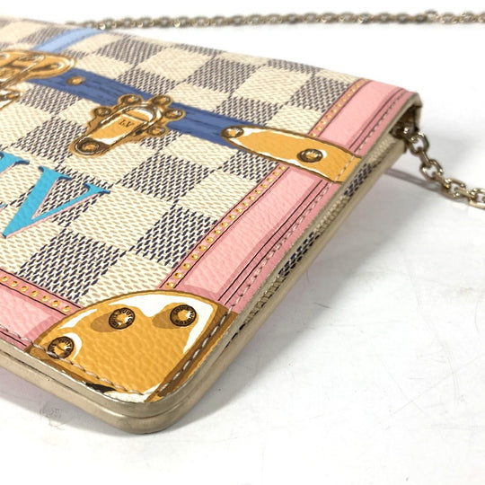 LOUIS VUITTON Long Wallet Purse N60108 Damier Azur Canvas white Damier Azur Summer Trunk Pochette Weekend