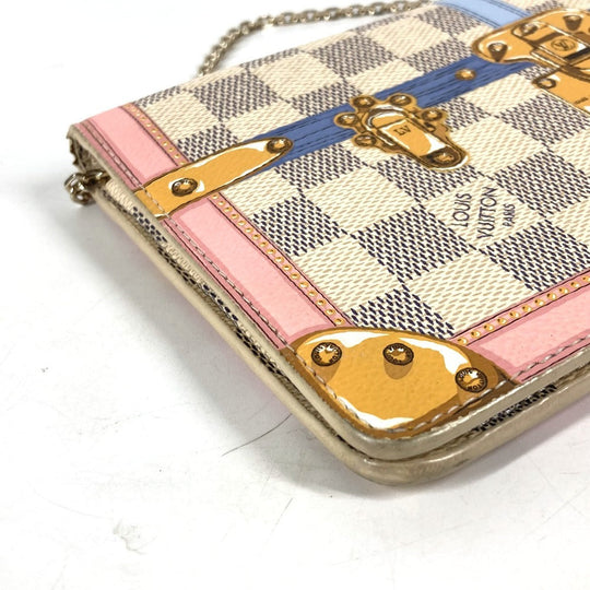 LOUIS VUITTON Long Wallet Purse N60108 Damier Azur Canvas white Damier Azur Summer Trunk Pochette Weekend