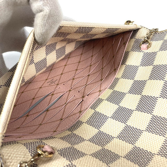 LOUIS VUITTON Long Wallet Purse N60108 Damier Azur Canvas white Damier Azur Summer Trunk Pochette Weekend