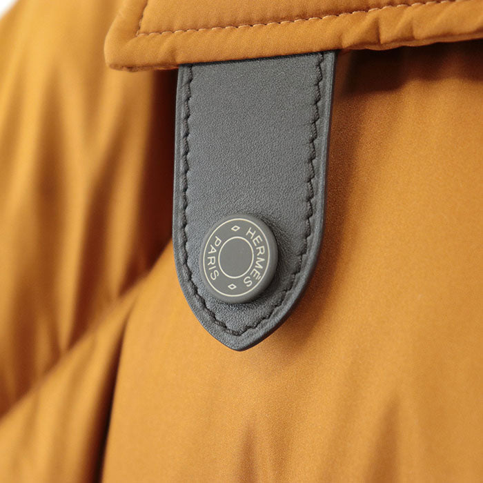 HERMES Down jacket [Outer material] 100% polyester; [Lining] 98% polyester, 2% polyurethane; [Filling] 90% down, 10% feather; [Knitted part] 80% virgin wool Orange Women 36 Used Authentic