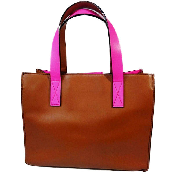 Kate Spade Tote Bag leather Brown x pink Handbag Women Used Authentic