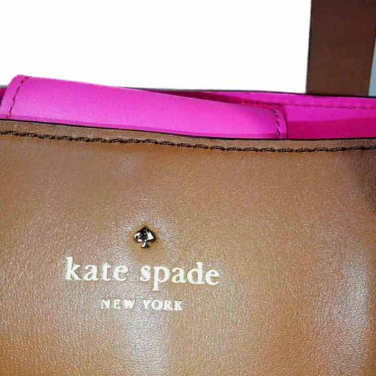 Kate Spade Tote Bag leather Brown x pink Handbag Women Used Authentic