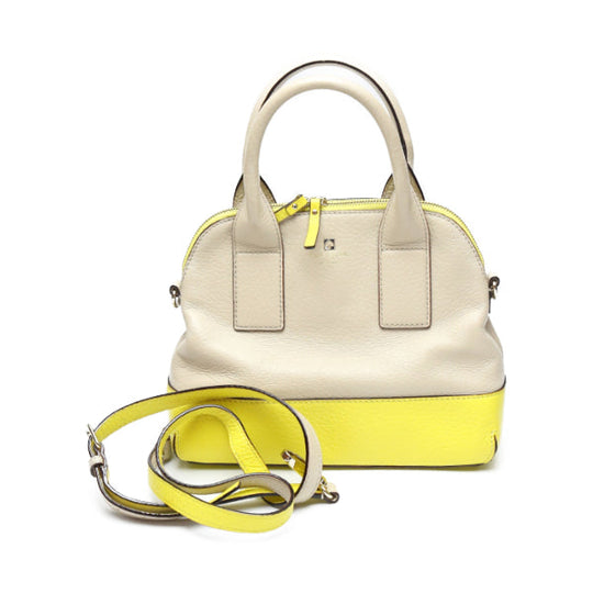 Kate Spade Handbag leather Beige x yellow With Shoulder strap 2WAY Women Used Authentic