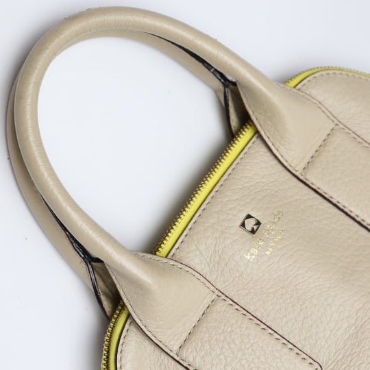 Kate Spade Handbag leather Beige x yellow With Shoulder strap 2WAY Women Used Authentic