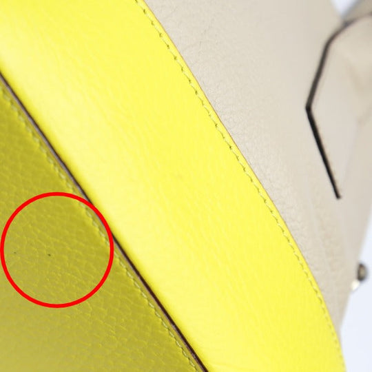 Kate Spade Handbag leather Beige x yellow With Shoulder strap 2WAY Women Used Authentic