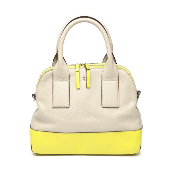 Kate Spade Handbag leather Beige x yellow With Shoulder strap 2WAY Women Used Authentic