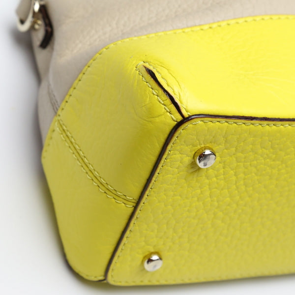 Kate Spade Handbag leather Beige x yellow With Shoulder strap 2WAY Women Used Authentic