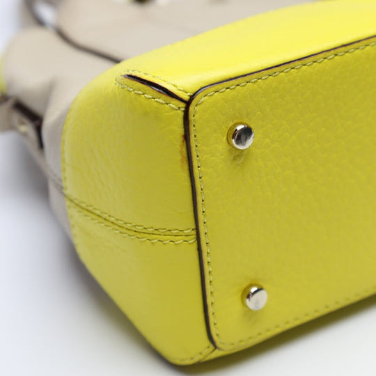 Kate Spade Handbag leather Beige x yellow With Shoulder strap 2WAY Women Used Authentic