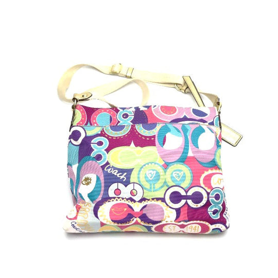 COACH Shoulder Bag F19454 leather multicolor Signature Canvas leather multicolor Women Used Authentic