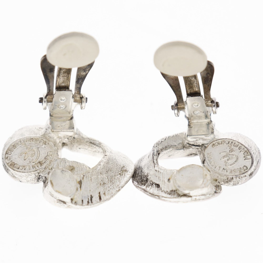 Christian Lacroix Earring Metal, Rhinestone Silver Women Used Authentic