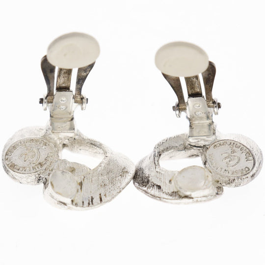 Christian Lacroix Earring Metal, Rhinestone Silver Women Used Authentic