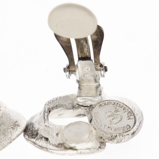 Christian Lacroix Earring Metal, Rhinestone Silver Women Used Authentic