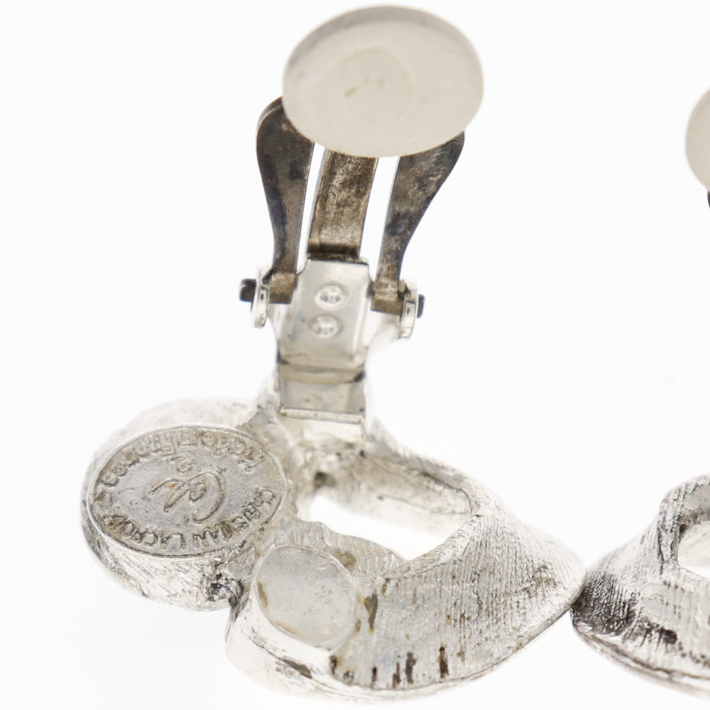 Christian Lacroix Earring Metal, Rhinestone Silver Women Used Authentic